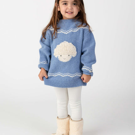 Selwyn Merino Wool Sweater | Kindertrui | Lammy | Vintage Blue Melange