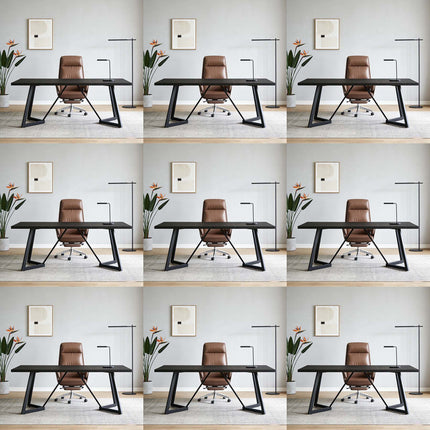 Moderne eetkamer tafel met metalen structuur, 70.86-inch ruime tafel voor 6-8 personen, rechthoekige keuken eetkamer tafel voor familie maaltijden (Zwart)