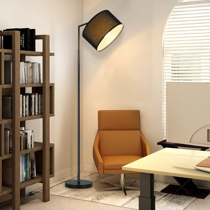 Moderne Staande Lamp Zwart met Beige Stoffen Lampenkap 166 cm Hoog – Vloerlamp voor Woonkamer en Slaapkamer