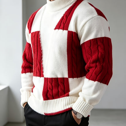 Heren gebreide trui met halve turtleneck, geschikt voor dagelijkse uitjes, feestelijke bijeenkomsten en casual straatscènes in de herfst en winter. Warm, zacht, kreukbestendig en pluisvrij. Ontworpen voor jonge en middeljarige mannen in Europa en Amerika.