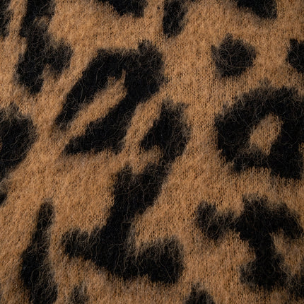 ANDREILEE Luipaardprint Lange Pluche Herentrui, Modieuze Streetstyle Trend, Veelzijdig voor Dagelijks Woon-werkverkeer, Pullover met Ronde Hals, Lange Mouwen, Losvallende Pasvorm, Herfst/Winter Gebreide Trui voor Heren