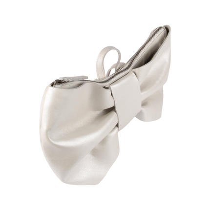 Iono Schoolbag | Schooltas | Bow | Off White Metallic Leather