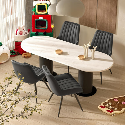 Eetkamerstoelen, Set van 2/4/6, Keukenstoelen, Gestoffeerde Stoelen met Metalen Poten, Woonkamerstoel met Rugleuning en Zitkussen, voor Eetkamer, Receptie Stoel, Kantoor