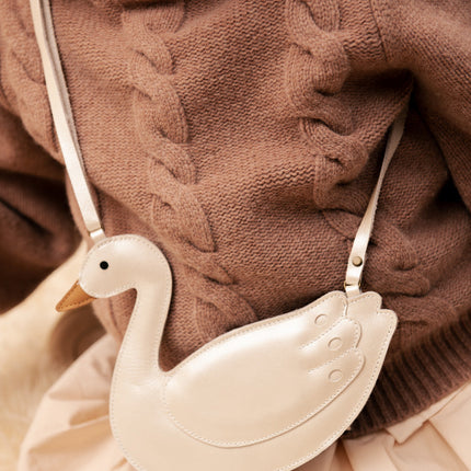 Chiem Purse | Kindertasje | Swan | Off White Metallic Leather