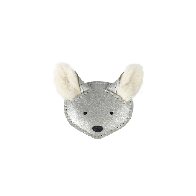Josy Exclusive Hairclip | Haarclip | Polar Fox | Silver Grey Metallic Leather