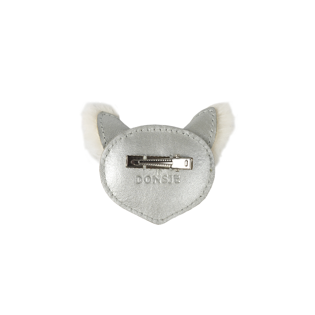 Josy Exclusive Hairclip | Haarclip | Polar Fox | Silver Grey Metallic Leather