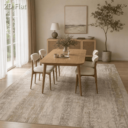 1 stuks Velvet 850G/㎡ 2D Plat Groot Formaat Tapijt, Retro Distressed Abstract Kunst Patroon Tapijt, Bruin Grijs Beige Kleur, Machinewasbaar, Anti-Slip Achterkant, Zacht En Comfortabel, Lichtgewicht En Duurzaam