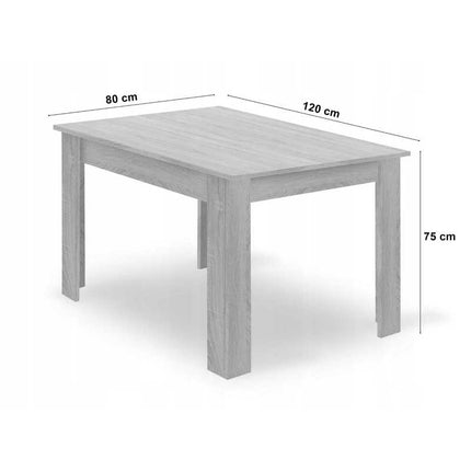 NP 120x80 Ambachtelijke Tafel met Zwarte Poten – een modern meubelstuk met een rechthoekig tafelblad, perfect voor de keuken, eetkamer en woonkamer. Functioneel ontwerp en stevig vakmanschap
