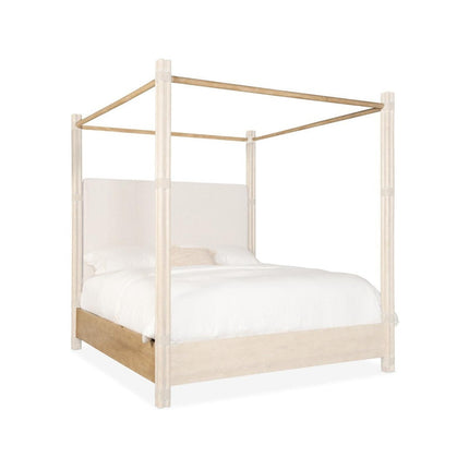 Hooker Furniture Retreat Pole Rattan Upholstered Poster Bed w/Canopy