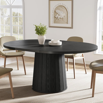 Schwarzer ovaler Esstisch 140 x 100 cm – für 6 Personen – moderner Esstisch im Landhausstil mit zylindrischem Fuß