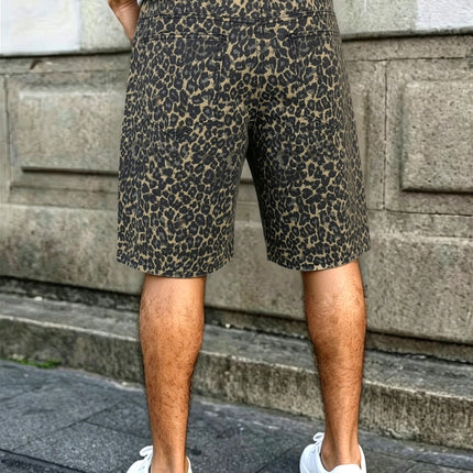 Heren Zomer Vintage Streetstyle Mode Luipaardprint Spijkerstof Bermuda Shorts