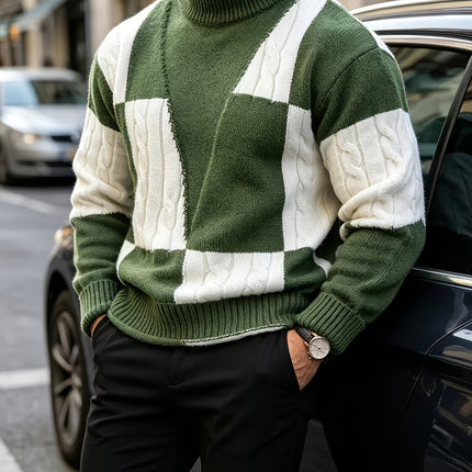 Heren gebreide trui met halve turtleneck, geschikt voor dagelijkse uitjes, feestelijke bijeenkomsten en casual straatscènes in de herfst en winter. Warm, zacht, kreukbestendig en pluisvrij. Ontworpen voor jonge en middeljarige mannen in Europa en Amerika.