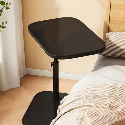 Verstelbare Bijzettafel met Houtlook Blad – 360° Draaibaar – In Hoogte Verstelbaar – Opklapbare Laptoptafel – Multifunctionele Salontafel – Zwart Metalen Onderstel – Bruin/Zwart/Wit
