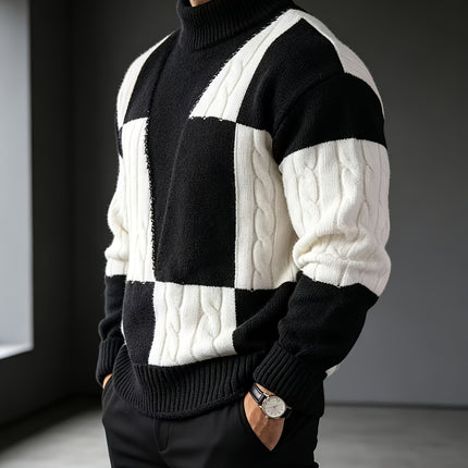 Heren gebreide trui met halve turtleneck, geschikt voor dagelijkse uitjes, feestelijke bijeenkomsten en casual straatscènes in de herfst en winter. Warm, zacht, kreukbestendig en pluisvrij. Ontworpen voor jonge en middeljarige mannen in Europa en Amerika.