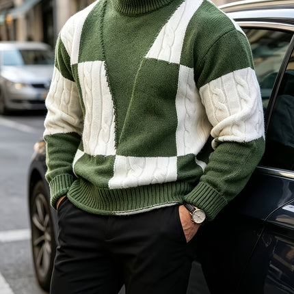 Heren gebreide trui met halve turtleneck, geschikt voor dagelijkse uitjes, feestelijke bijeenkomsten en casual straatscènes in de herfst en winter. Warm, zacht, kreukbestendig en pluisvrij. Ontworpen voor jonge en middeljarige mannen in Europa en Amerika.