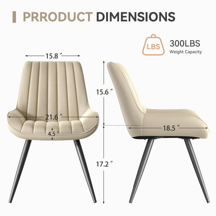 Eetkamerstoelen, Set van 2/4/6, Keukenstoelen, Gestoffeerde Stoelen met Metalen Poten, Woonkamerstoel met Rugleuning en Zitkussen, voor Eetkamer, Receptie Stoel, Kantoor