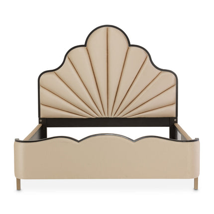Michael Amini Malibu Crest Crotch Mahogany Scalloped Panel Bed