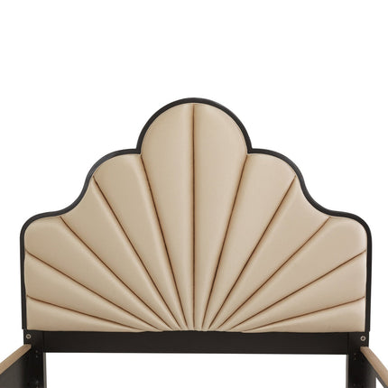 Michael Amini Malibu Crest Crotch Mahogany Scalloped Panel Bed
