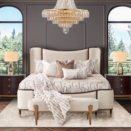 Michael Amini Camellia Field Caramel Upholstered Bed