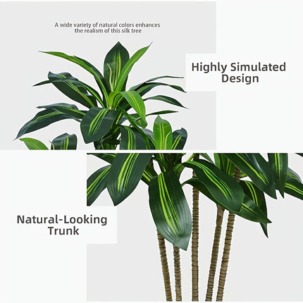1 stuks Kunstmatige Dracaena Boom Verticale Hoogte 180Cm/6Ft - Nepboom met Witte Hoge Plantenbak - Nep Tropische Yucca Vloerplant in Pot - Kunstmatige Nep Braziliaans Hout Boom Braziliaans IJzer Boom Kunstboom voor Thuis Kantoor Woonkamer Decor Binnen