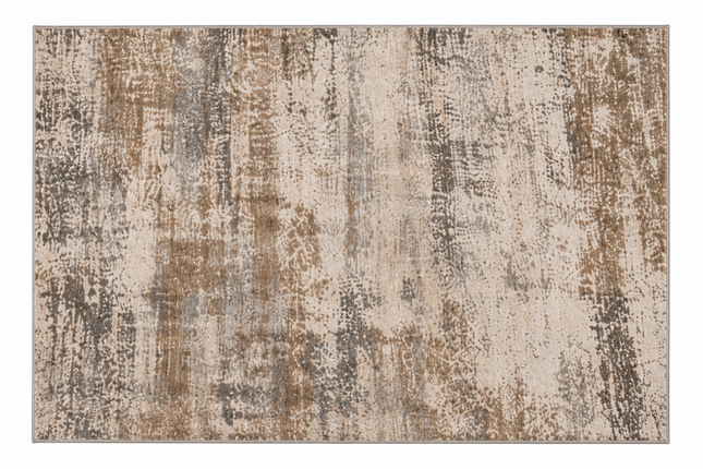 Wasbaar vloerkleed met abstract patroon – bruin, grijs en beige