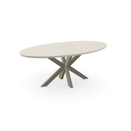 Beton-Esstisch Creamy White – oval - Matrix dünn