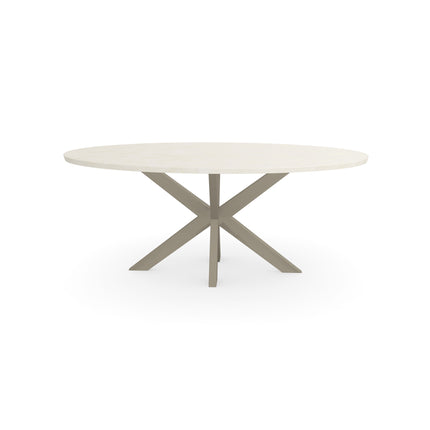 Beton-Esstisch Creamy White – oval - Matrix dünn