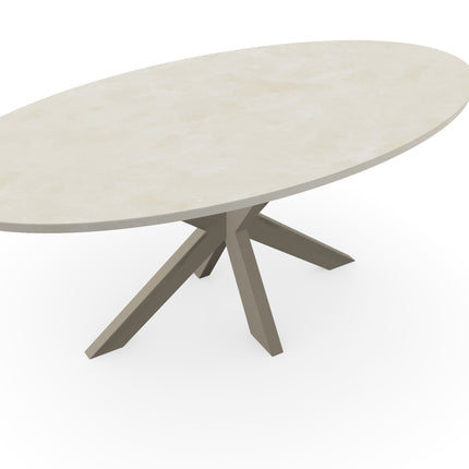 Beton-Esstisch Creamy White – oval - Matrix dünn