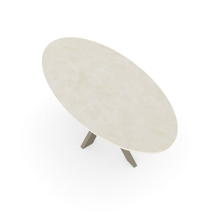 Beton-Esstisch Creamy White – oval - Matrix dünn