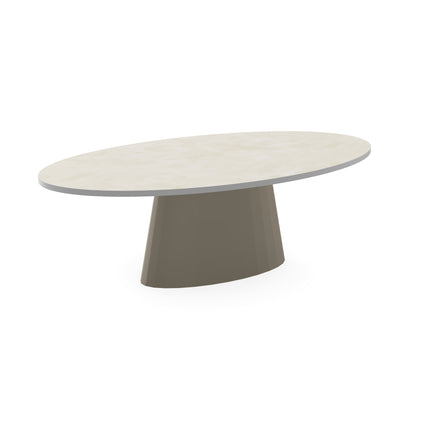 Beton-Esstisch Creamy White – oval - Sjors-Gestell beige