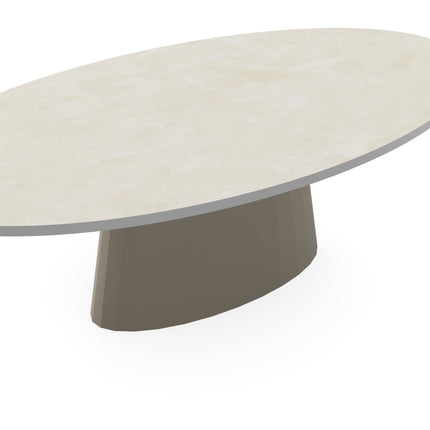 Beton-Esstisch Creamy White – oval - Sjors-Gestell beige