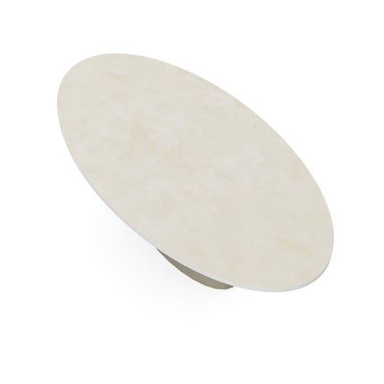 Beton-Esstisch Creamy White – oval - Sjors-Gestell beige