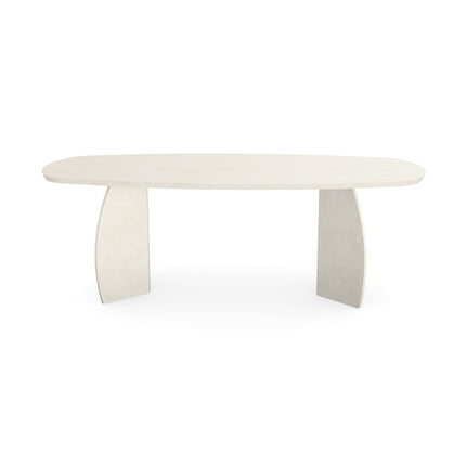 Beton-Esstisch Creamy White – dänisch oval - Maan-Gestell