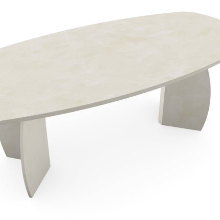 Beton-Esstisch Creamy White – dänisch oval - Maan-Gestell