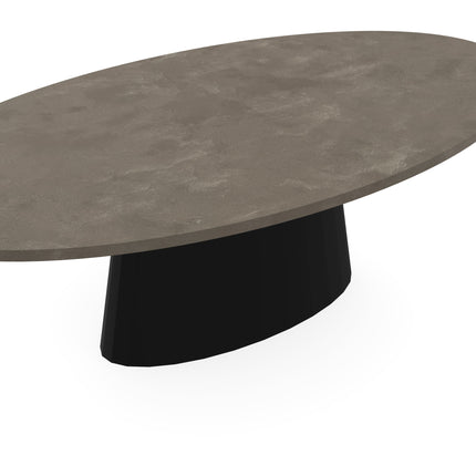 Beton eettafel Leather Taupe - Ovaal -  Sjors zwart