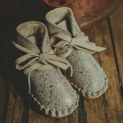 Pina Exclusive Booties | Cream Metallic Suede