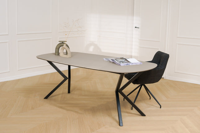 Fenix-Esstisch Beige Arizona - dänisches Oval - VV schwarz