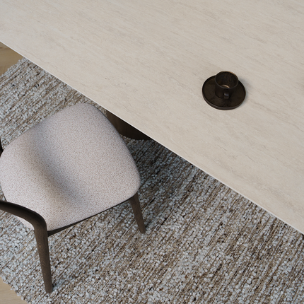 Melamine Eettafel Soft moon Grey – Plat ovaal - Columbus Walnut Brown 2x