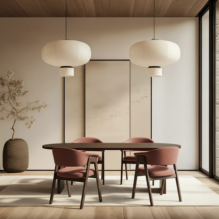Massiver Eichentisch Walnut Brown 2x - Flach oval - Blockgestell Walnut Brown 2x