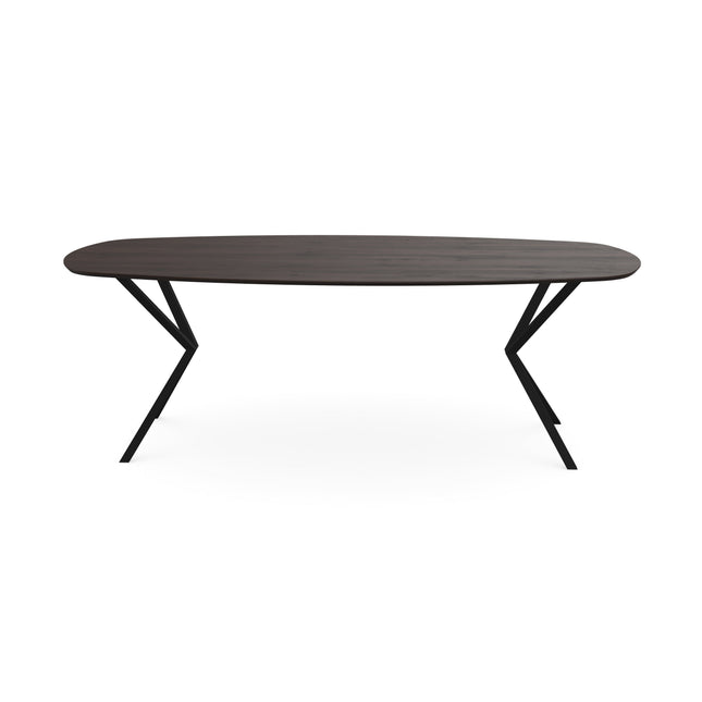Eichentisch Walnut Brown 2x - Dänisch oval - Schwarzes VV-Gestell