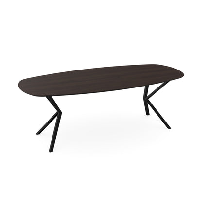 Eichentisch Walnut Brown 2x - Dänisch oval - Schwarzes VV-Gestell