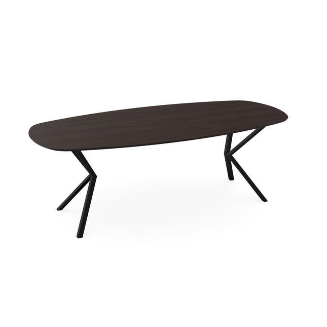 Eichentisch Walnut Brown 2x - Dänisch oval - Schwarzes VV-Gestell