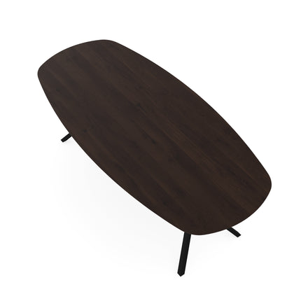 Eichentisch Walnut Brown 2x - Dänisch oval - Schwarzes VV-Gestell