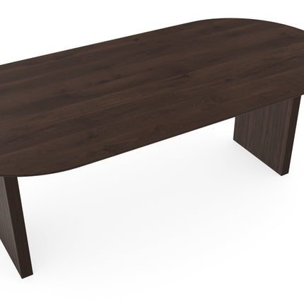 Eichentisch Walnut Brown 1x - Flach oval - Blockgestell Walnut Brown 1x