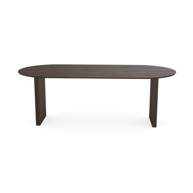 Eichentisch Walnut Brown 1x - Flach oval - Blockgestell Walnut Brown 1x