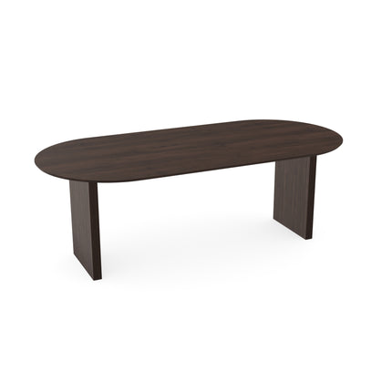 Eichentisch Walnut Brown 1x - Flach oval - Blockgestell Walnut Brown 1x