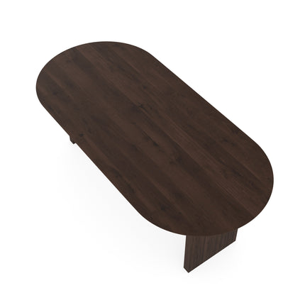 Eichentisch Walnut Brown 1x - Flach oval - Blockgestell Walnut Brown 1x