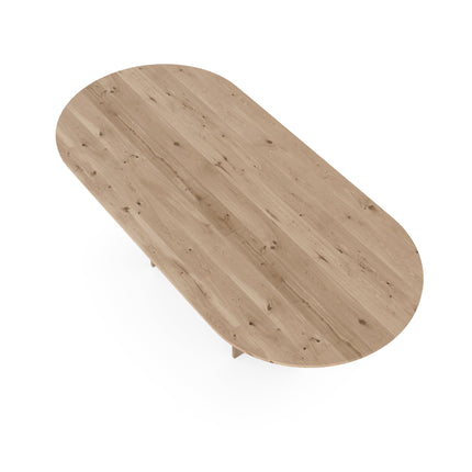 Eichen-Esstisch, natur - flach oval - T-Fuß natur