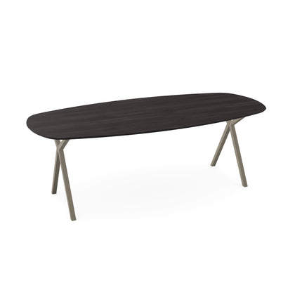 Eichentisch Black Smoke Intens - Dänisch oval - Scissor Hellbraun