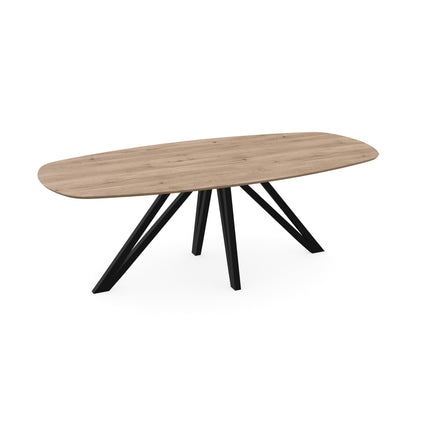 Eichen-Esstisch natur - Dänisch oval - Spin schwarz